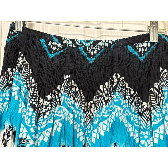 Drapers and Damons Boho Blue Cottagecore Skirt Layered Ruffle Smocked Petite M - Picture 3 of 5